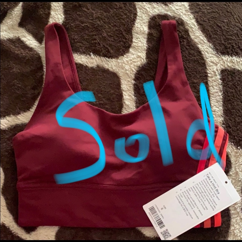 Sold Lululemon striped red take hint sports bra 6